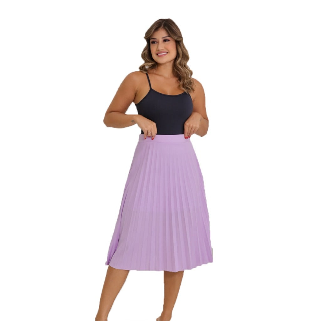 Saia Midi Plissada Helanca Light FF-SAI-022 *Pacote: 18 R$ *Atacado: R$ 20