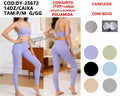 Conjunto Top+Calça Poliamida Canelada Levanta Bumbum Com Bojo Academia P/M G/GG DY-25672 *Pacote: 60 R$
