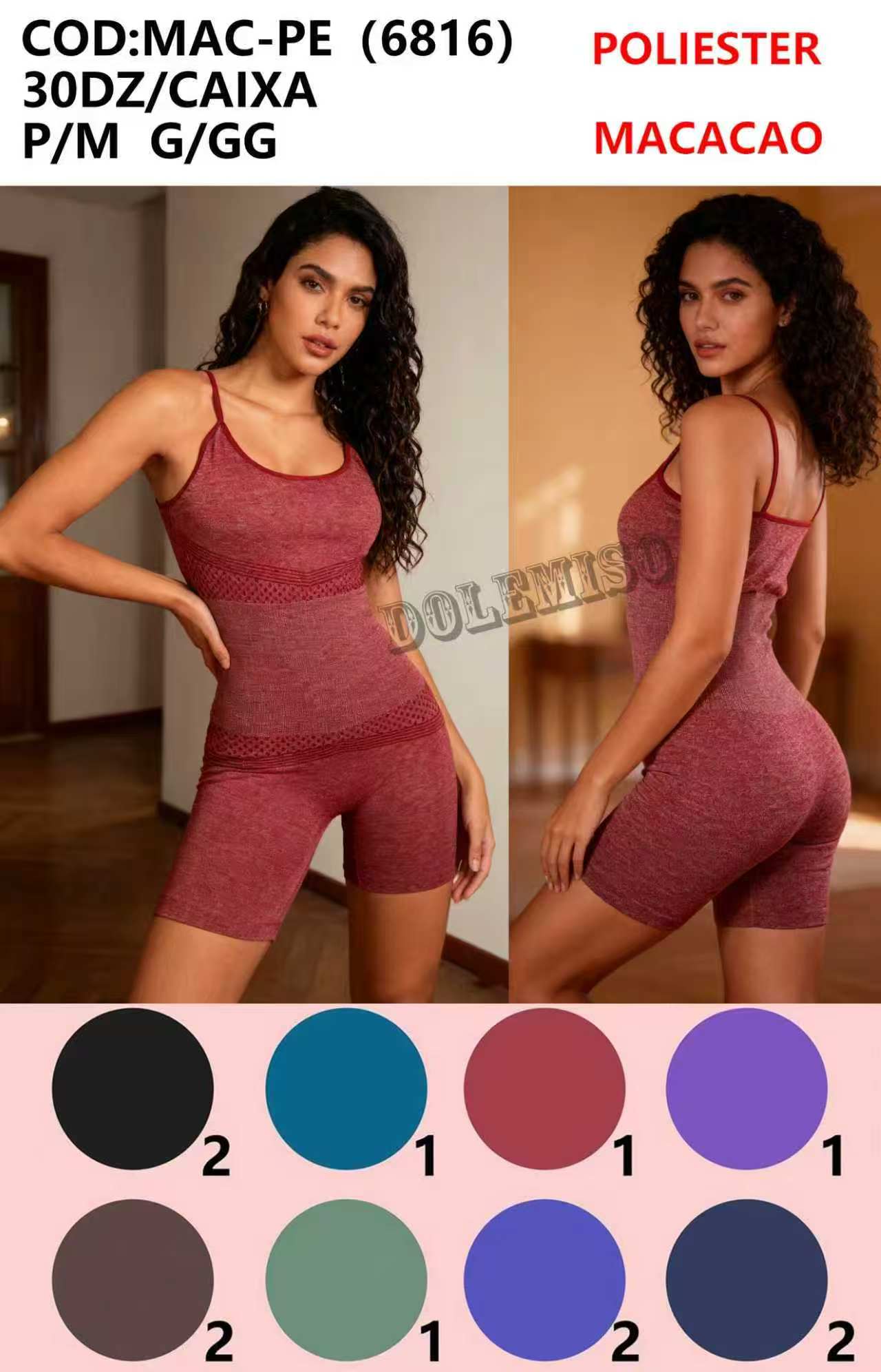 Macacao Poliester Academia P/M G/GG MAC-PE(6816) *Pacote: 20 R$