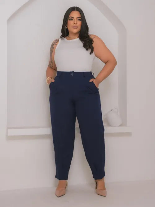 Calça Cenoura Plus Size Alfaiataria XY-481 *Atacado: R$ 55