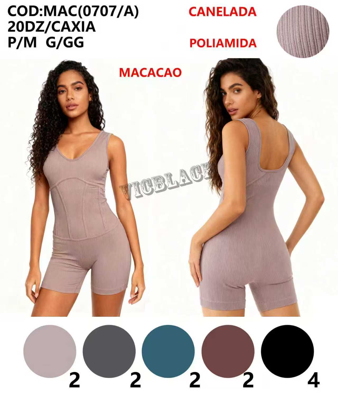 Macacao Poliamida Canelada Academia P/M G/GG MAC(0707/A)  *Pacote: 45 R$