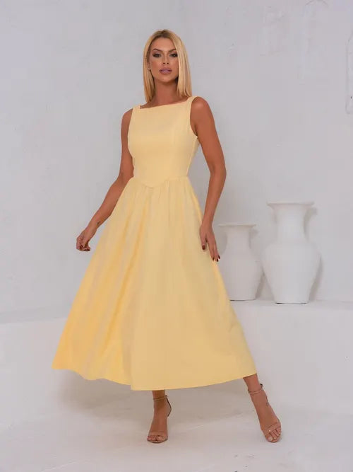 Vestido Midi Clássico Vintage Alfaiataria XY-978 *Atacado: R$ 75