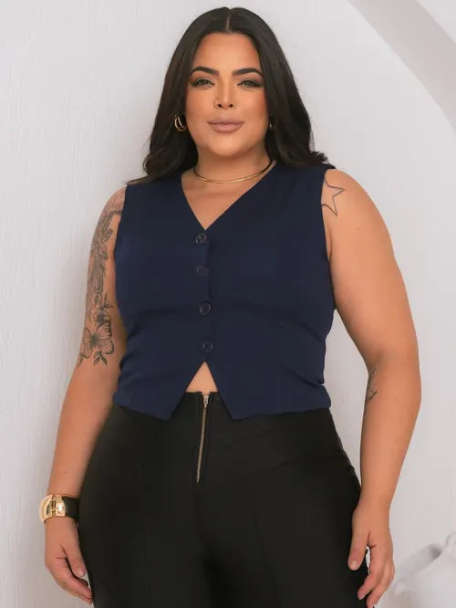 Colete Plus Size Alfaiataria FF-COL-004-XY-582-1 *Pacote: 40 R$ *Atacado: R$ 50
