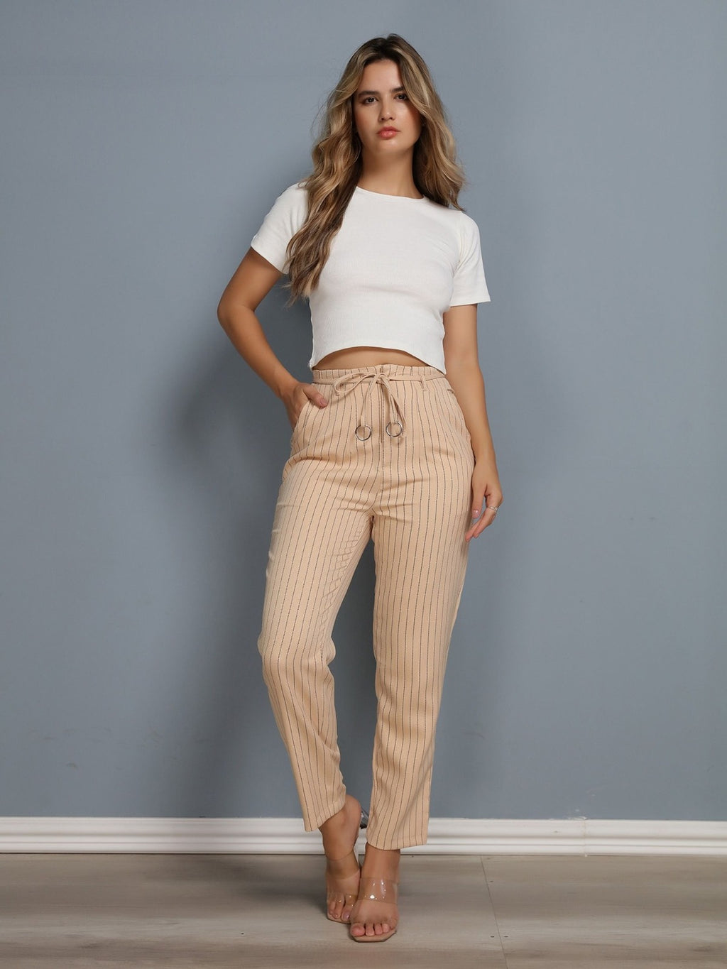 Calça Reta Risco de Giz Alfaiataria FF-CAL-048-XY-465 *Pacote: 55 R$ *Atacado: R$ 65