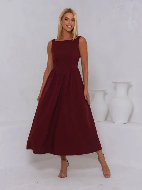 Vestido Midi Clássico Vintage Alfaiataria XY-978 *Atacado: R$ 75