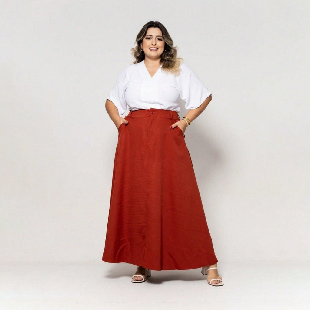 Saia Longa Alfaiataria Plus Size FF-SAI-028 *Pacote: 55 R$ *Atacado: R$ 70