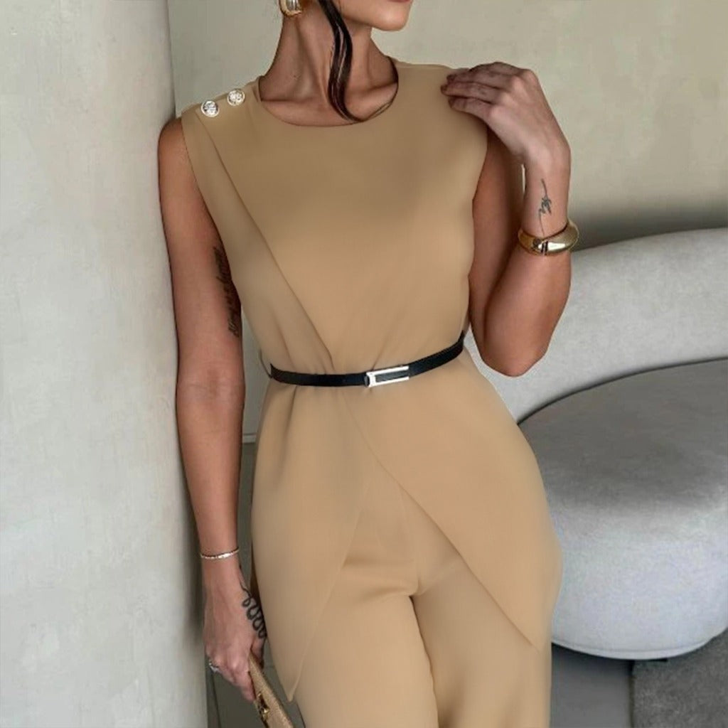 Conjunto Top Irregular e Calça Alfaiataria Premium FF-CON-039-HBD-056 *Pacote: 90 R$ *Atacado: R$ 110