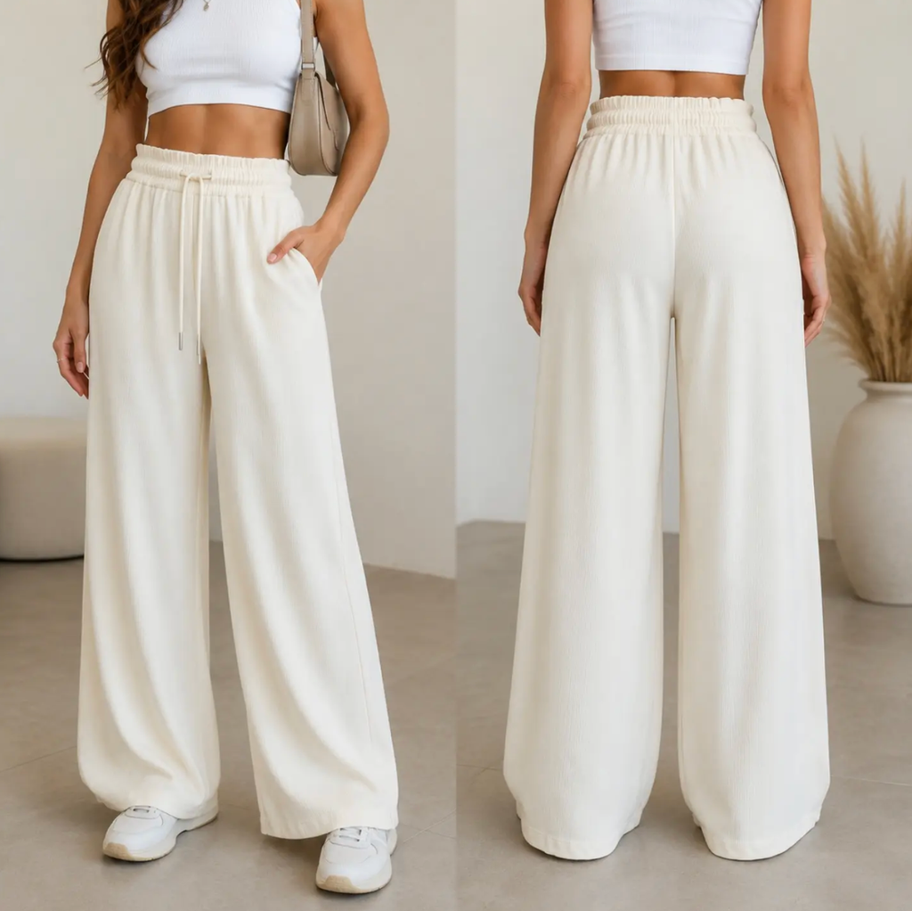 Calça Pantalona Canelada Malha Fria P/M G GG #F5001*Pacote: R$ 45 *Atacado: R$ 55