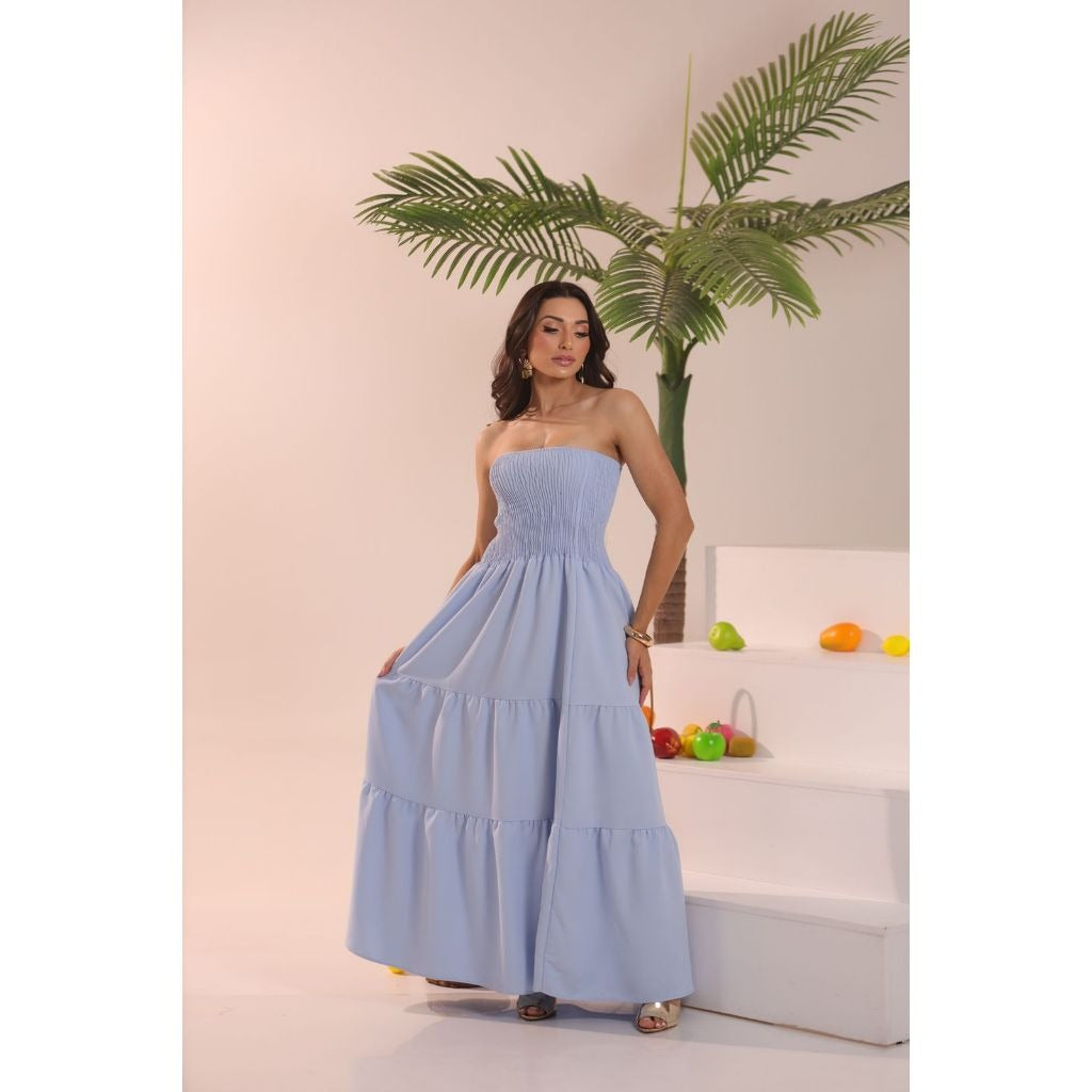 Vestido Tomara Que Caia Elástica Liso Viscolinho Sarja FF-VES-017-ESF *Pacote: 60 R$ *Atacado: 65 R$