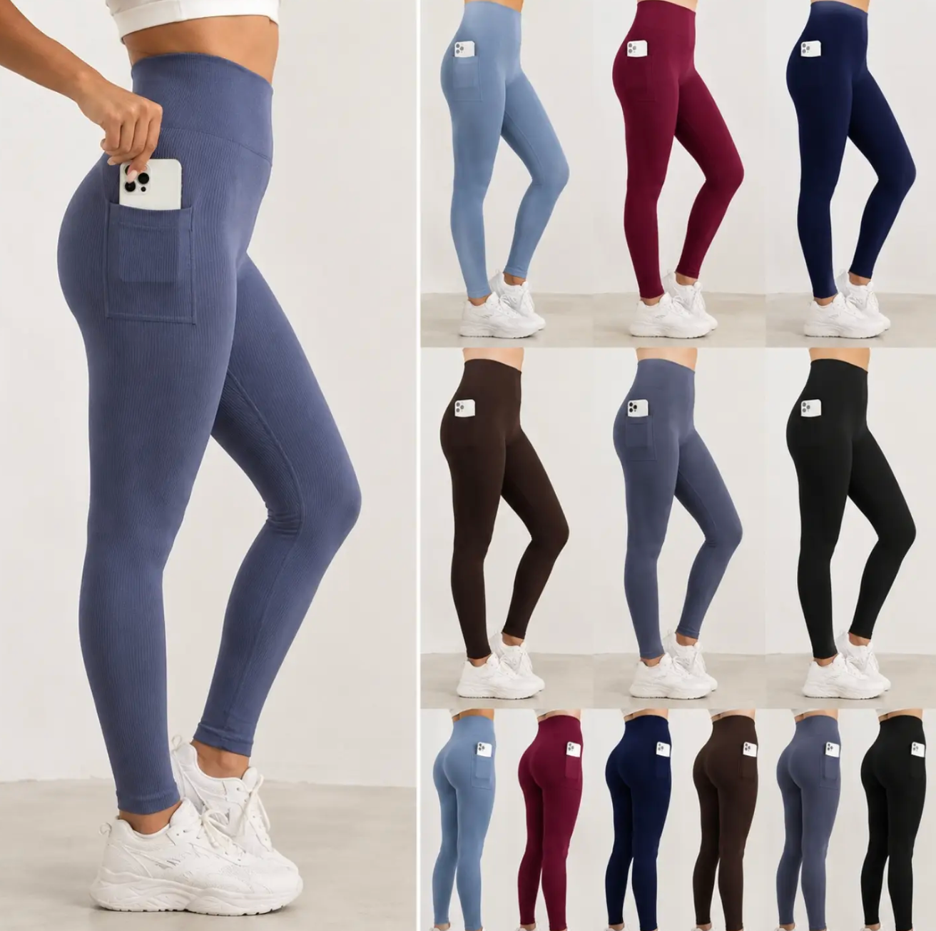 Legging Canelada Com Bolso P/M G/GG #26191 Academia *Pacote: R$ 23 *Atacado: R$ 28