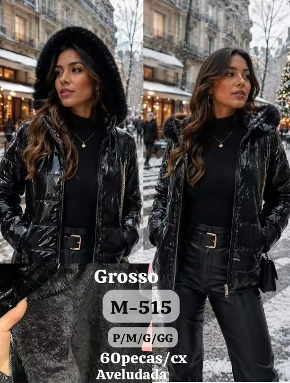 Jaqueta Bomber Com Capuz Removível Muito Peluciada Inverno M-515 P M G GG *Pacote: R$ 90