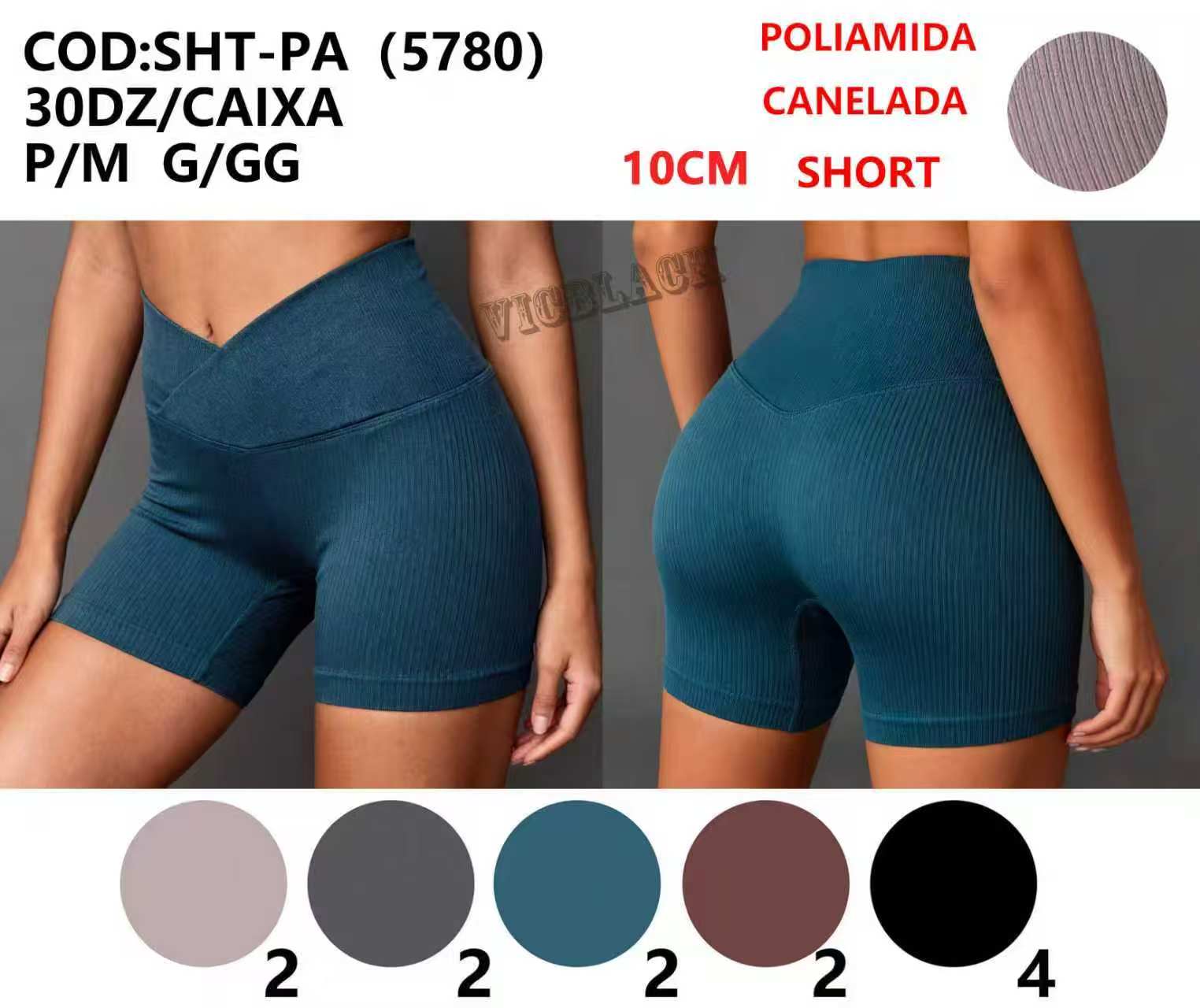 Short Poliamida Canelada 10CM Academia P/M G/GG SHT-PA (5780) *Pacote: 28 R$