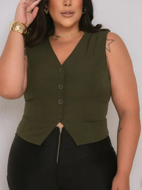 Colete Plus Size Alfaiataria FF-COL-004-XY-582-1 *Pacote: 40 R$ *Atacado: R$ 50