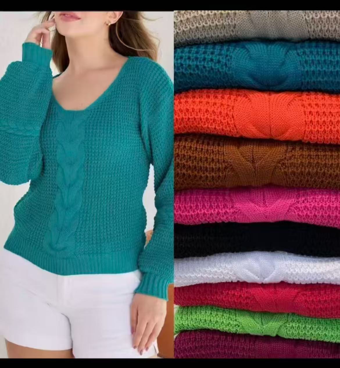 Suéter Trança Feminino Inverno TOP-03 *Pacote: 35 R$ *Atacado: R$ 40