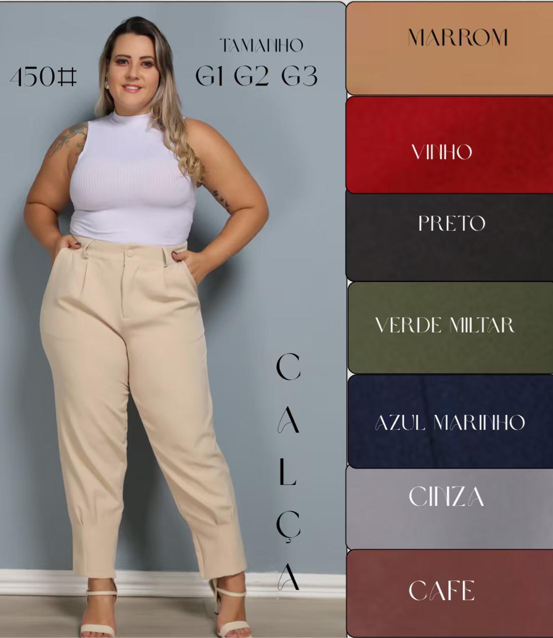 Calça Cenoura Plus Size Alfaiataria Premium FF-CAL-012-CSS-450 *Pacote: 55 R$ *Atacado: R$ 65