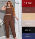 Conjunto Calça e Cropped Plus Size Twill FF-CON-015-CSS-526 *Pacote: R$ 95 *Atacado: R$ 110