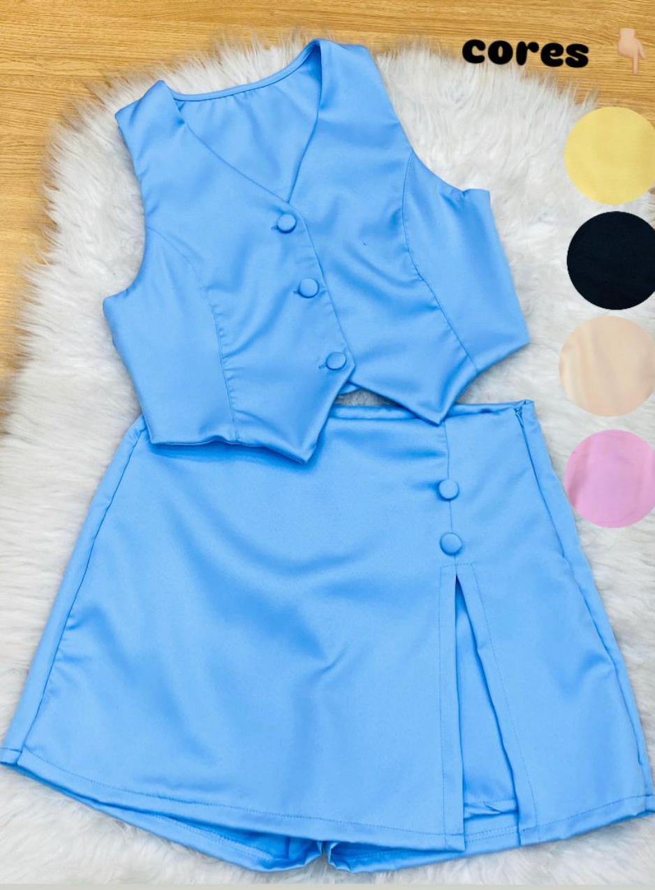 Conjunto Blusa, Colete e Shorts Saia Alfaiataria FF-CON-051 *Pacote: R$ 50 *Atacado: R$ 65