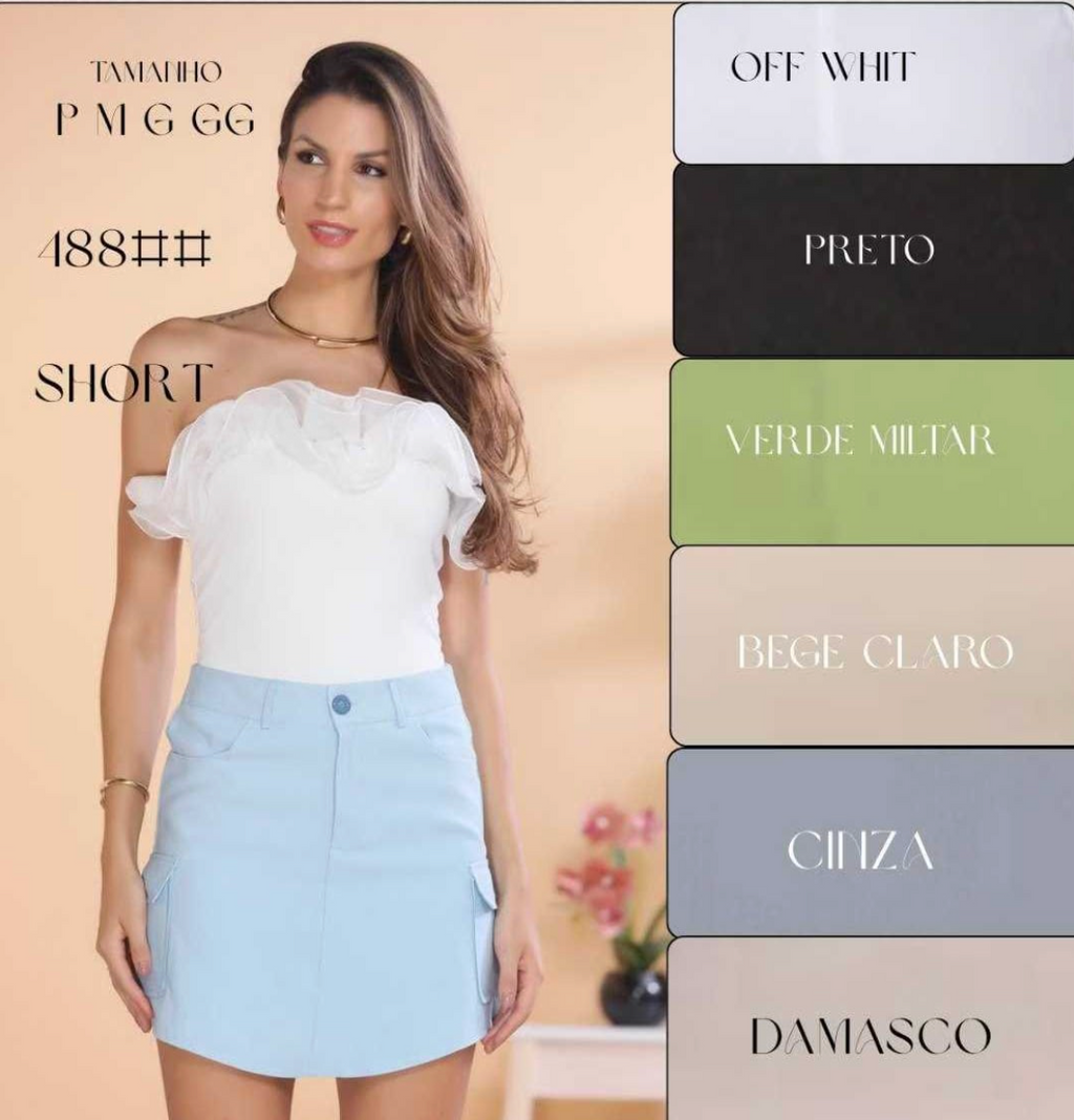 Short Saia Cargo Alfaiataria Premium FF-SHO-010-CSS-488 *Pacote: R$ 45 *Atacado: R$ 55
