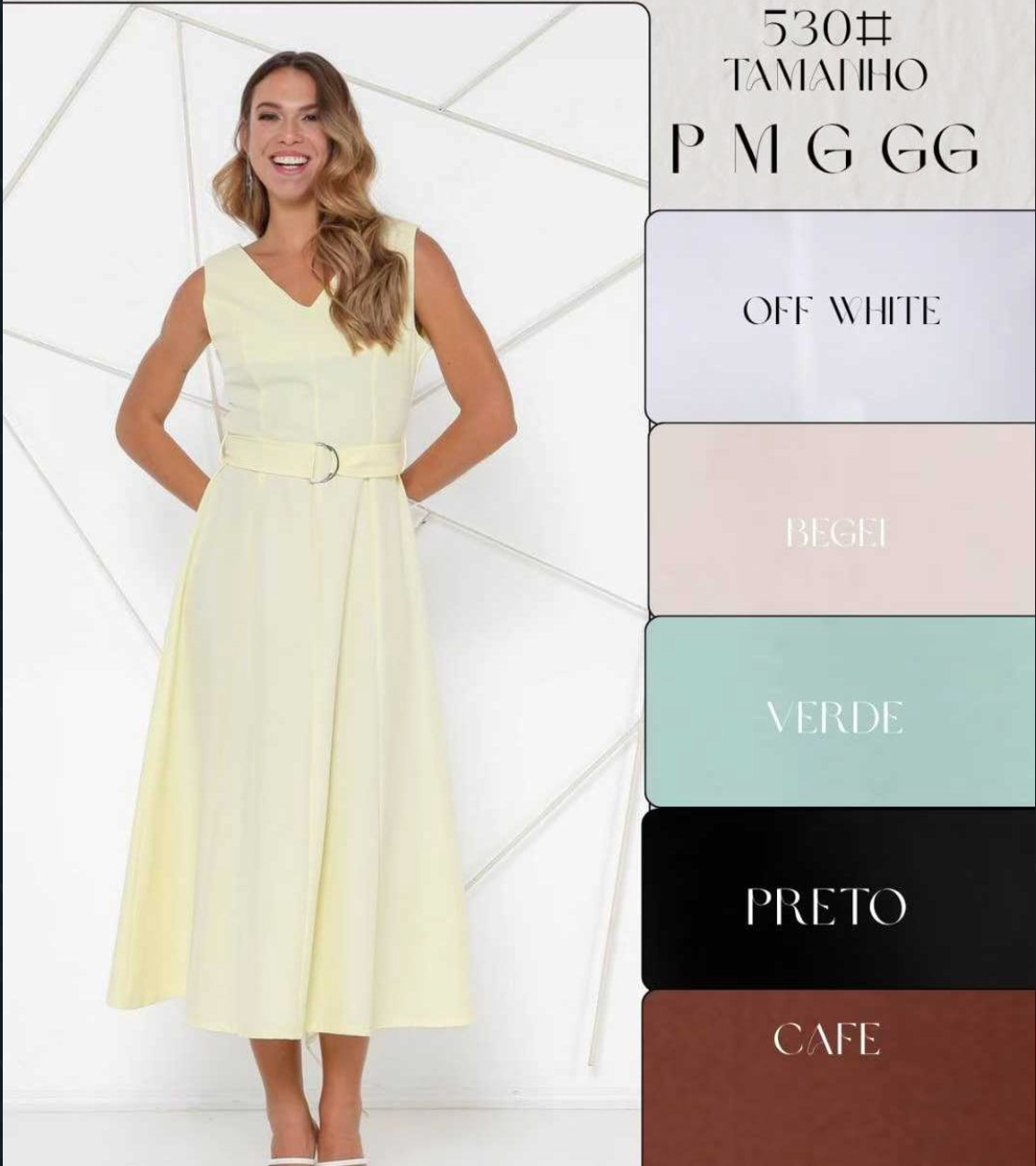 Vestido Regata Gola V Twill FF-VES-012-CSS-530 *Pacote: R$ 70 *Atacado: R$ 80