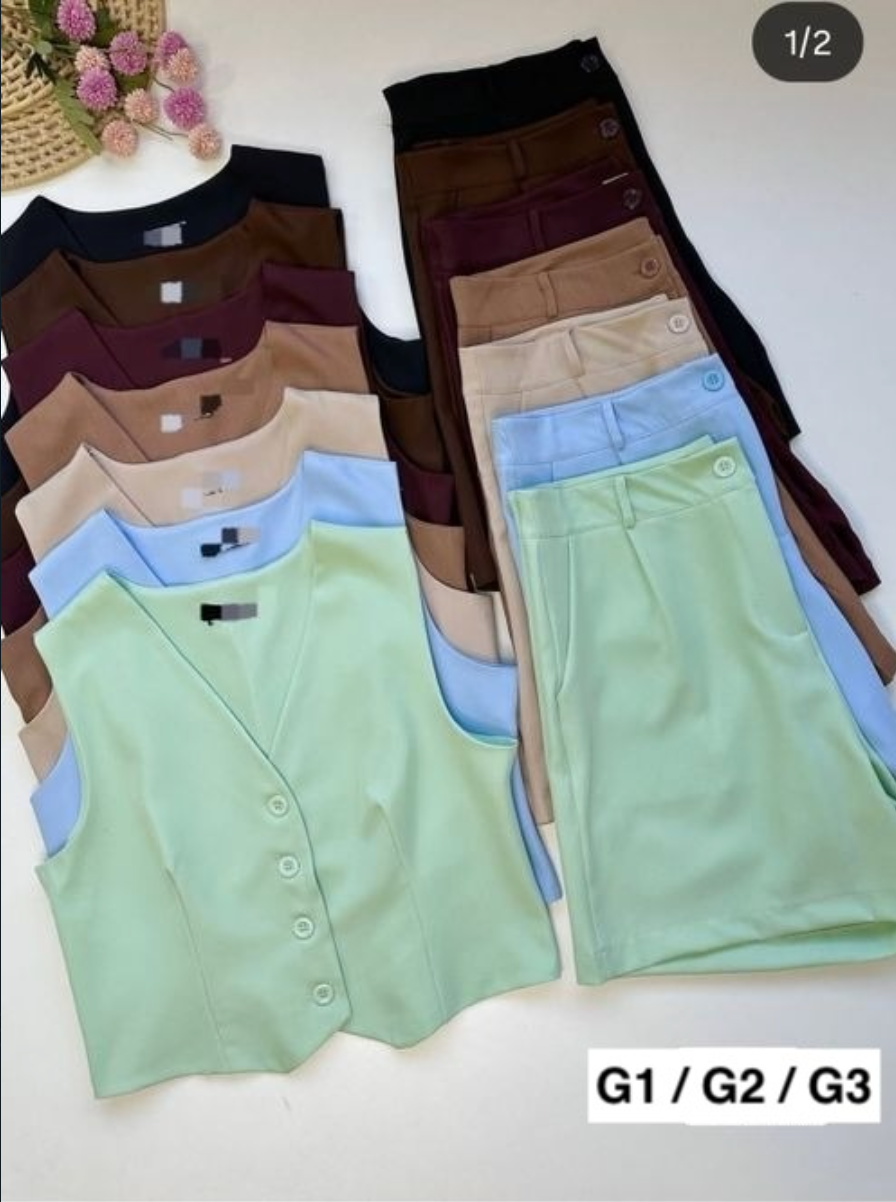 Conjunto Plus Size Alfaiataria ou Twill FF-CON-028-XY-607 *Pacote: R$ 75 *Atacado: R$ 90
