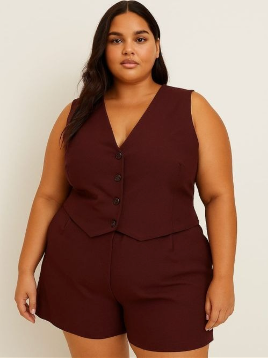 Conjunto Plus Size Alfaiataria ou Twill FF-CON-028-XY-607 *Pacote: R$ 75 *Atacado: R$ 90