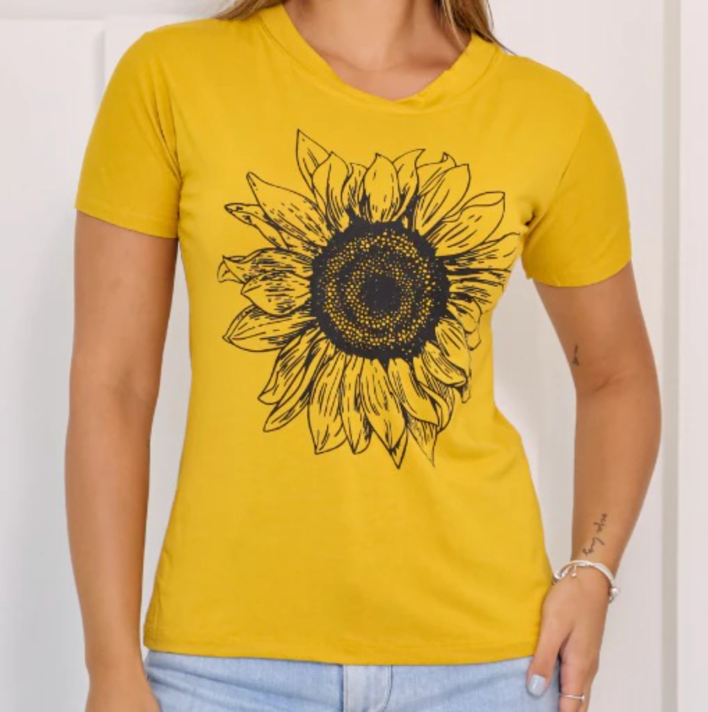 Tshirt Girassol Biscolayca FF-TSH-002 *Pacote: R$ 12 *Atacado: R$ 15