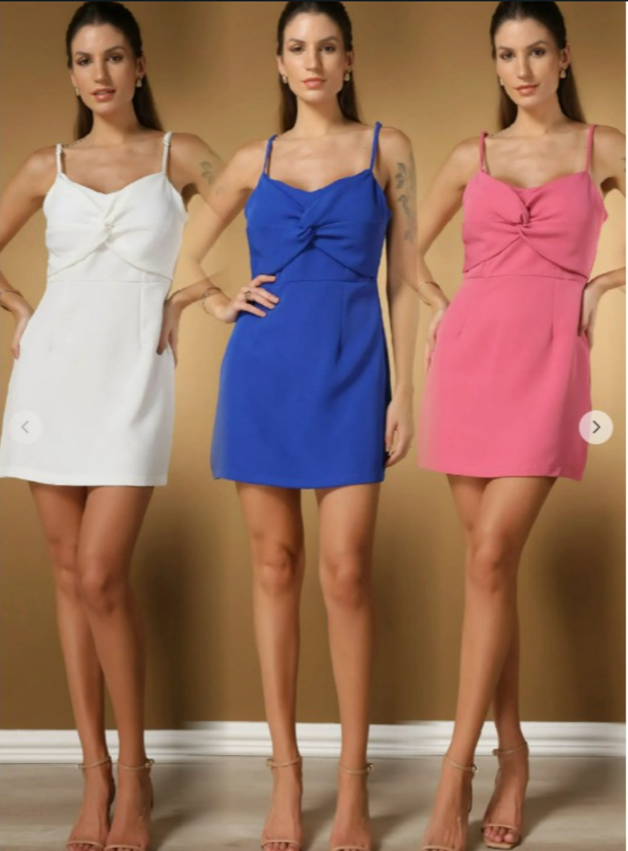 Vestido Alça e Nó no Busto Duna FF-VES-009-XY-529 *Pacote: R$ 50 *Atacado: R$ 60