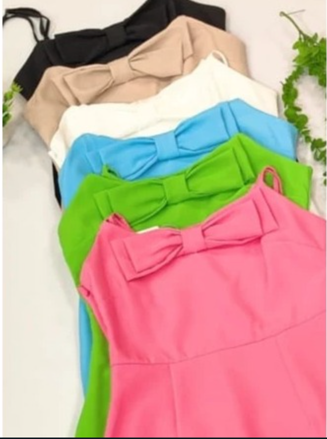 Vestido Alfaiataria Curto de Alça com Laço Coreano Alfaiataria Premium FF-VES-021-XY-511 *Pacote: R$ 45 *Atacado: R$ 60