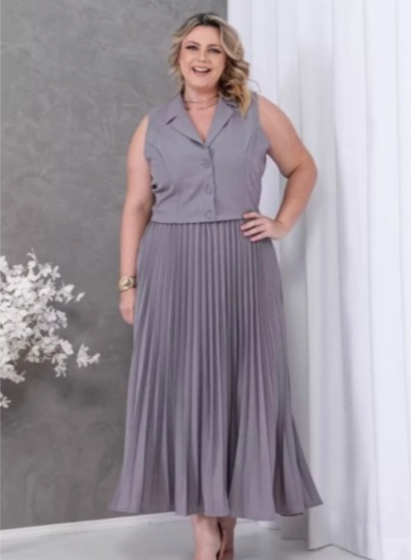 Conjunto Colete e Saia Plus Size Alfaiataria Premium FF-CON-017-CSS-527 *Pacote: R$ 120 *Atacado: R$ 150