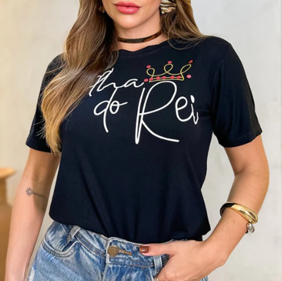 Tshirt Filha do Rei Biscolayca FF-TSH-015 *Pacote: R$ 12 *Atacado: R$ 15