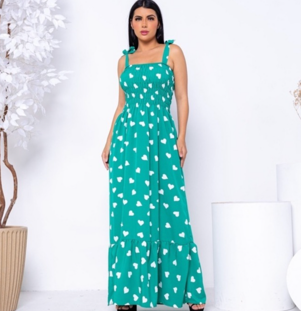 Vestido Longo Alça Coração Crepinho FF-VES-010 *Pacote: R$ 50 *Atacado: R$ 55