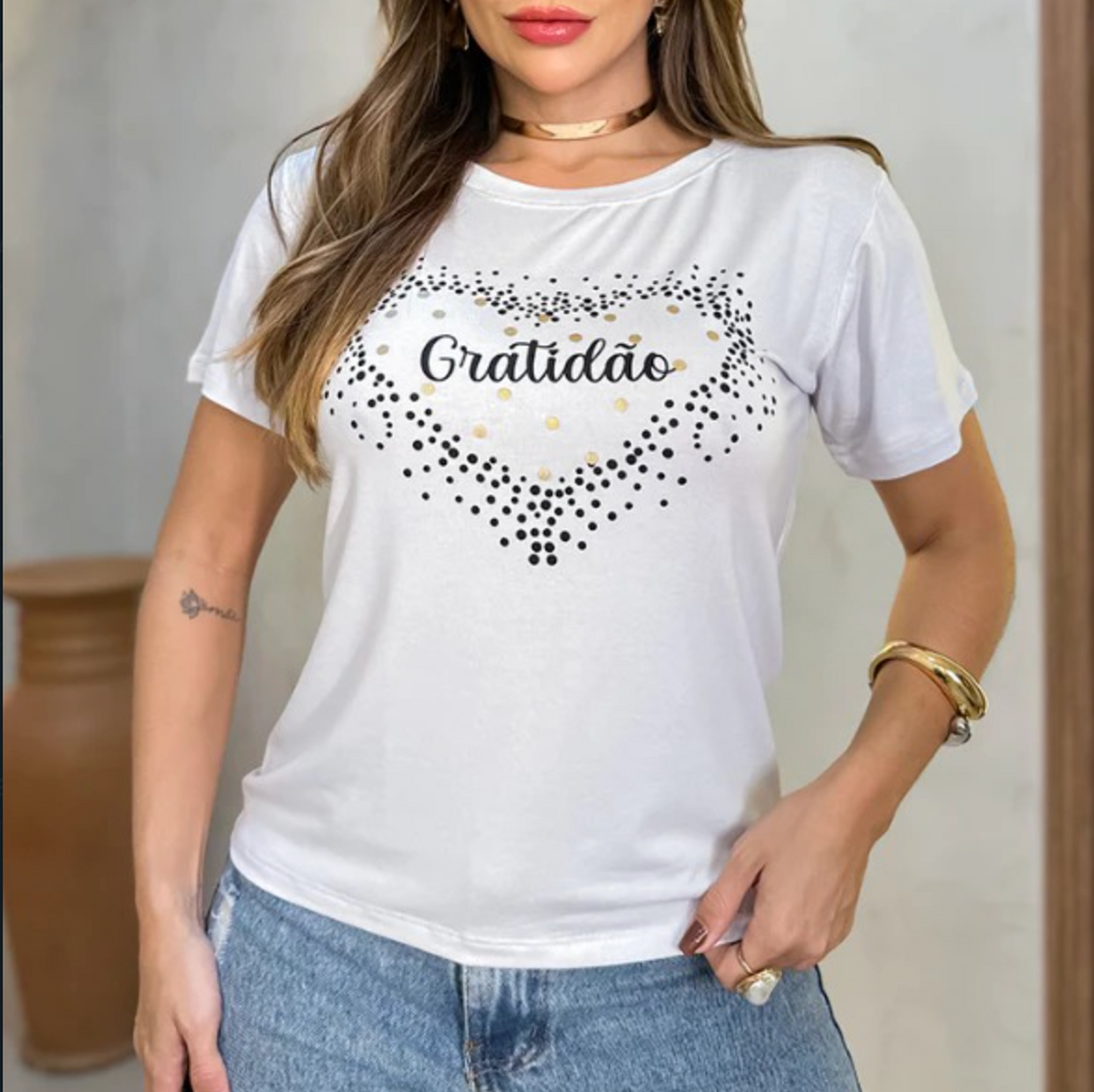 Tshirt Gratidão Coração Biscolayca FF-TSH-008 *Pacote: R$ 12 *Atacado: R$ 15