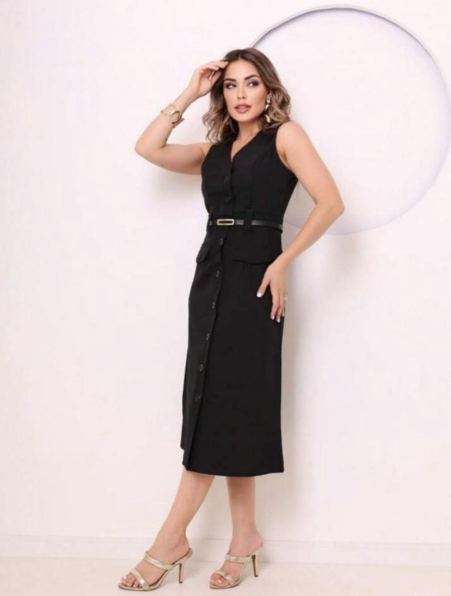 Vestido Linho Luis Twill FF-VES-014-XY-501 *Pacote: R$ 65 *Atacado: R$ 80