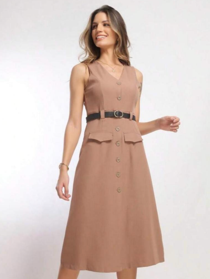 Vestido Linho Luis Twill FF-VES-014-XY-501 *Pacote: R$ 65 *Atacado: R$ 80