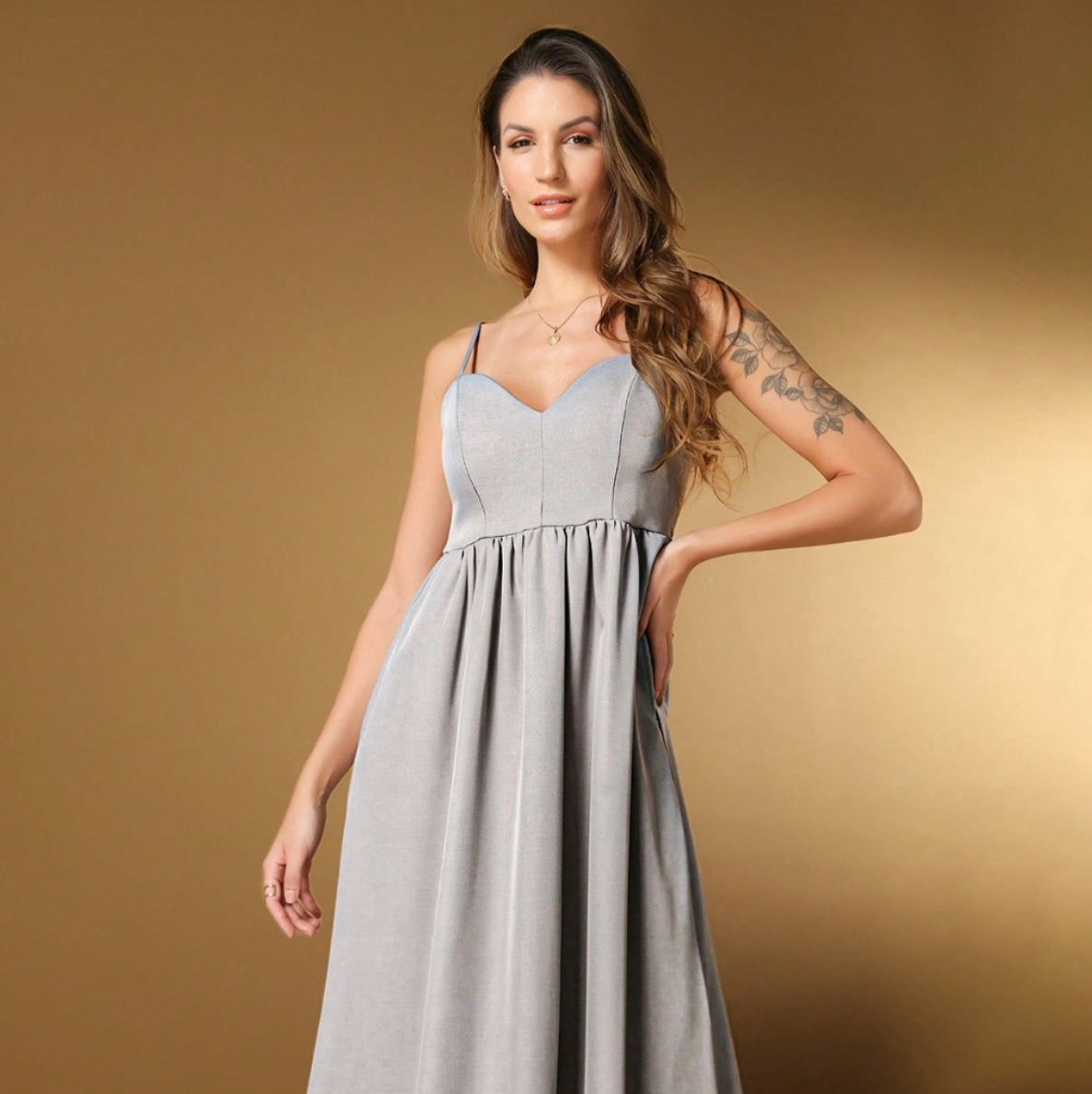 Vestido Twill FF-VES-013-CSS-476 *Pacote: R$ 90 *Atacado: R$ 90