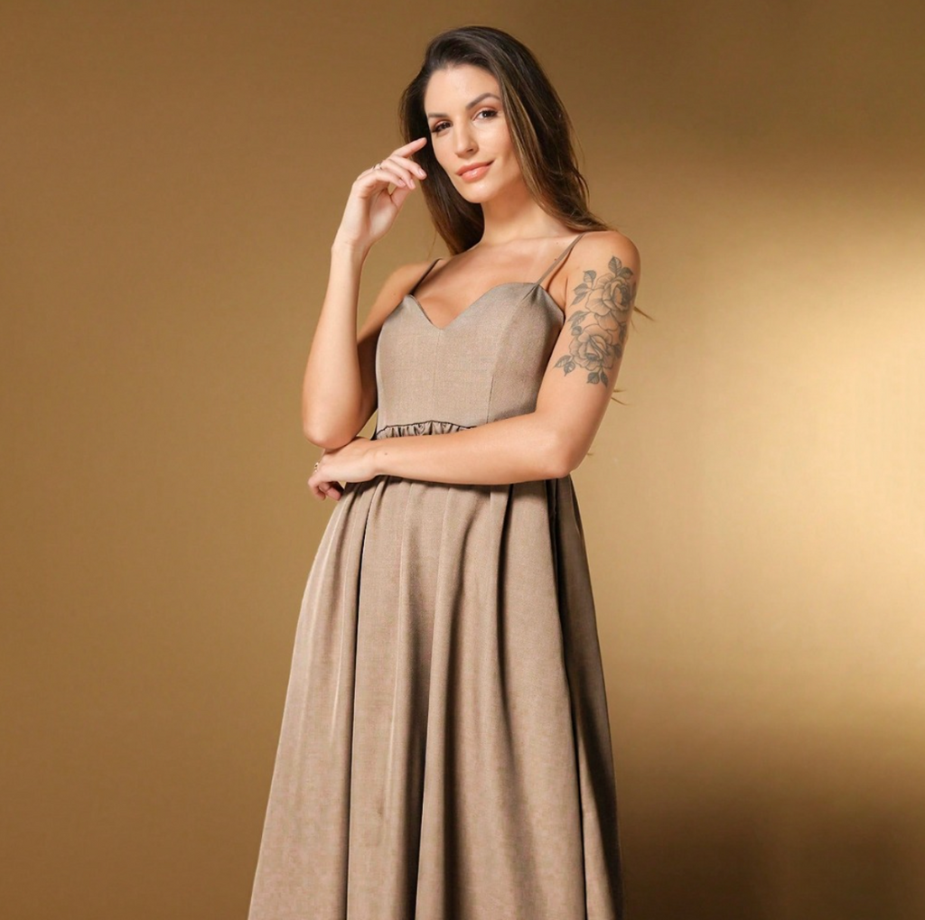 Vestido Twill FF-VES-013-CSS-476 *Pacote: R$ 90 *Atacado: R$ 90