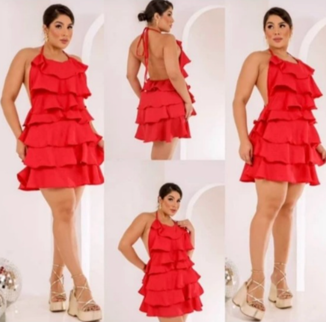 Vestido Curto Tudo Babado Duna FF-VES-018 *Pacote: R$ 35 *Atacado: R$ 35