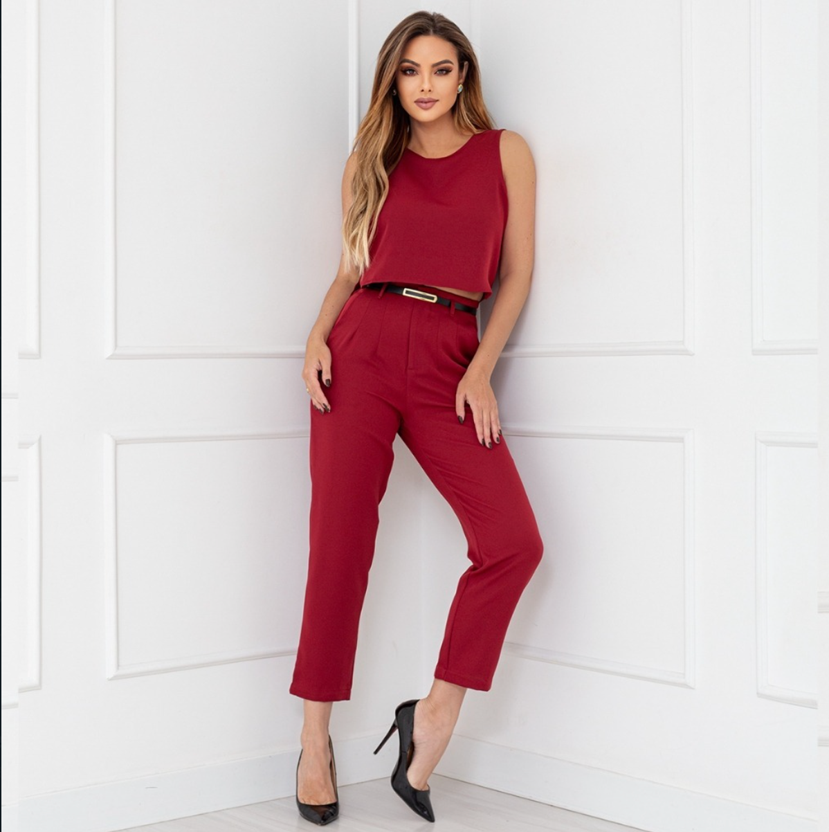 Conjunto Colete e Calça com Cinto Alfaiataria FF-CON-026-YAN *Pacote: R$ 90 *Atacado: R$ 110