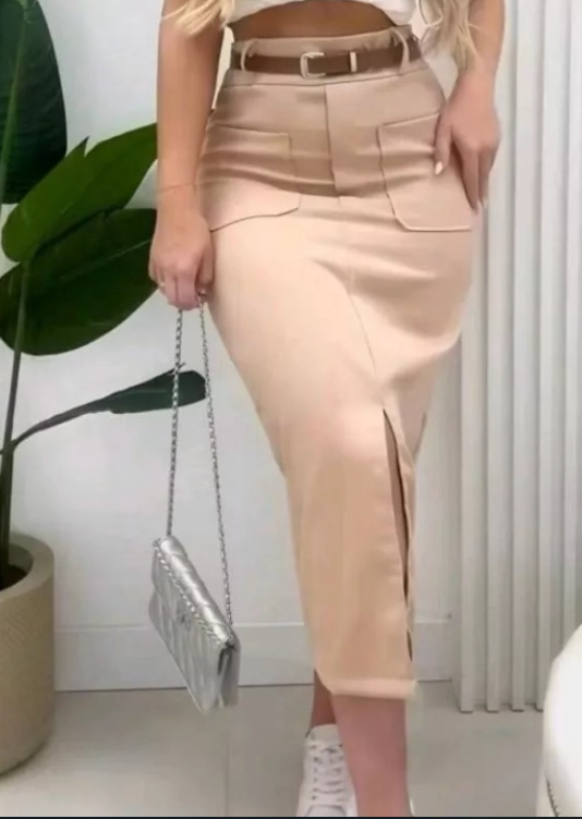 Saia Fenda com Bolso Alfaiataria Premium * Cor Promoção :R$ 30,00