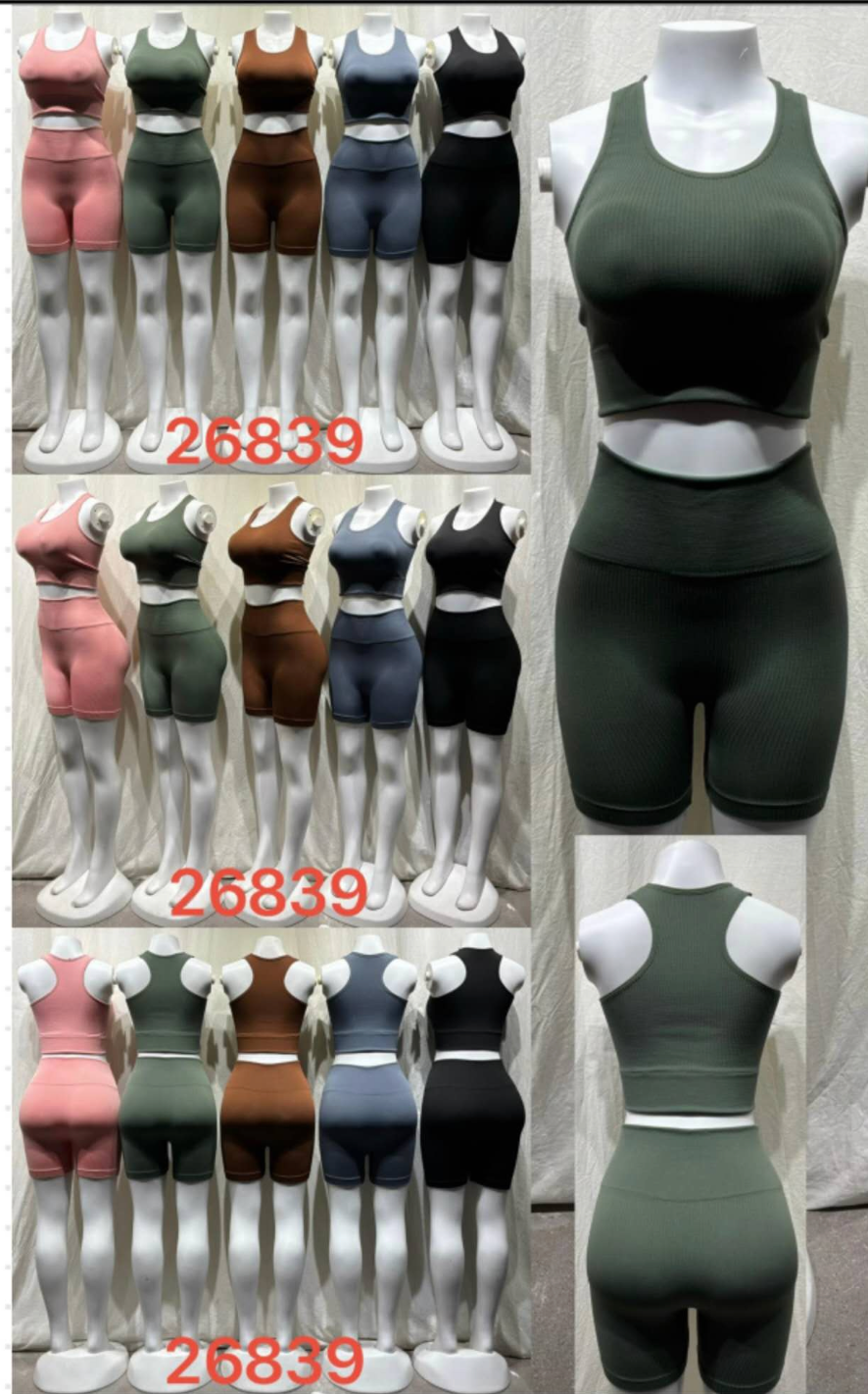 Conjunto Academia Short e Cropped Microfibra Cod.26839 P/M G/GG *Pacote: R$ 28 *Atacado: R$ 38