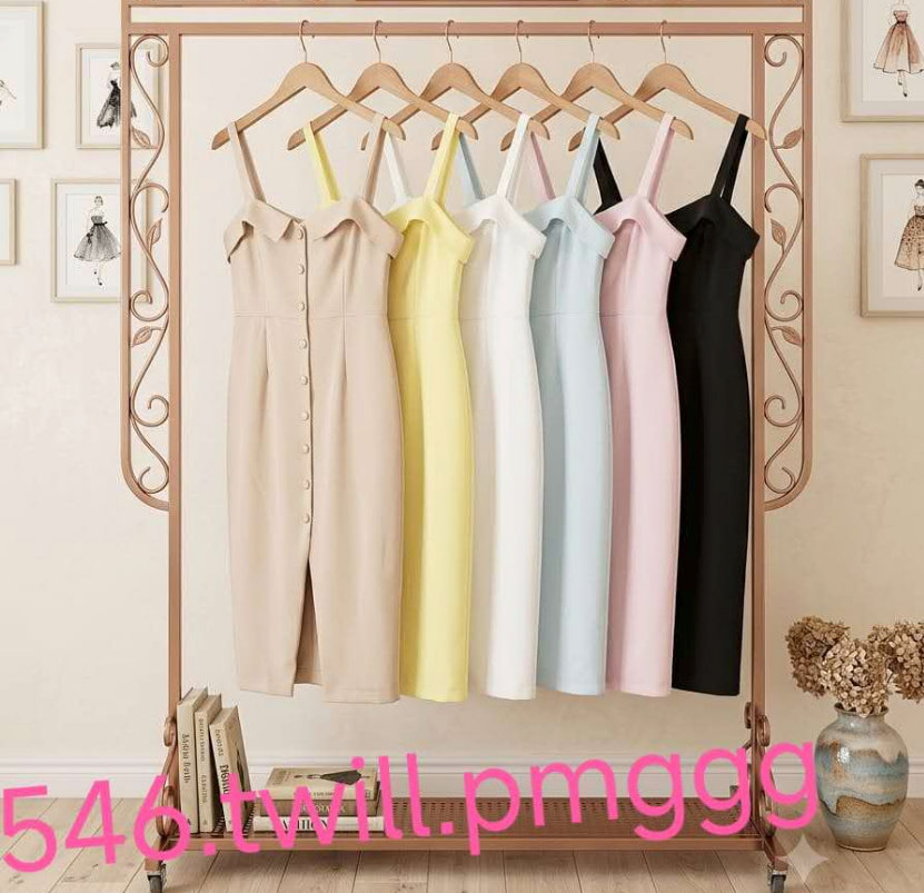 Vestido Twill Meio com Detalhe de Botao P M G GG XY-546 *Pacote: R$ 65 *Atacado: R$ 80