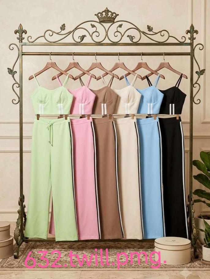 Conjunto Cropped e Calça Bicolor FF-CON-054-XY-632 *Pacote: 95 R$ *Atacado: R$ 110