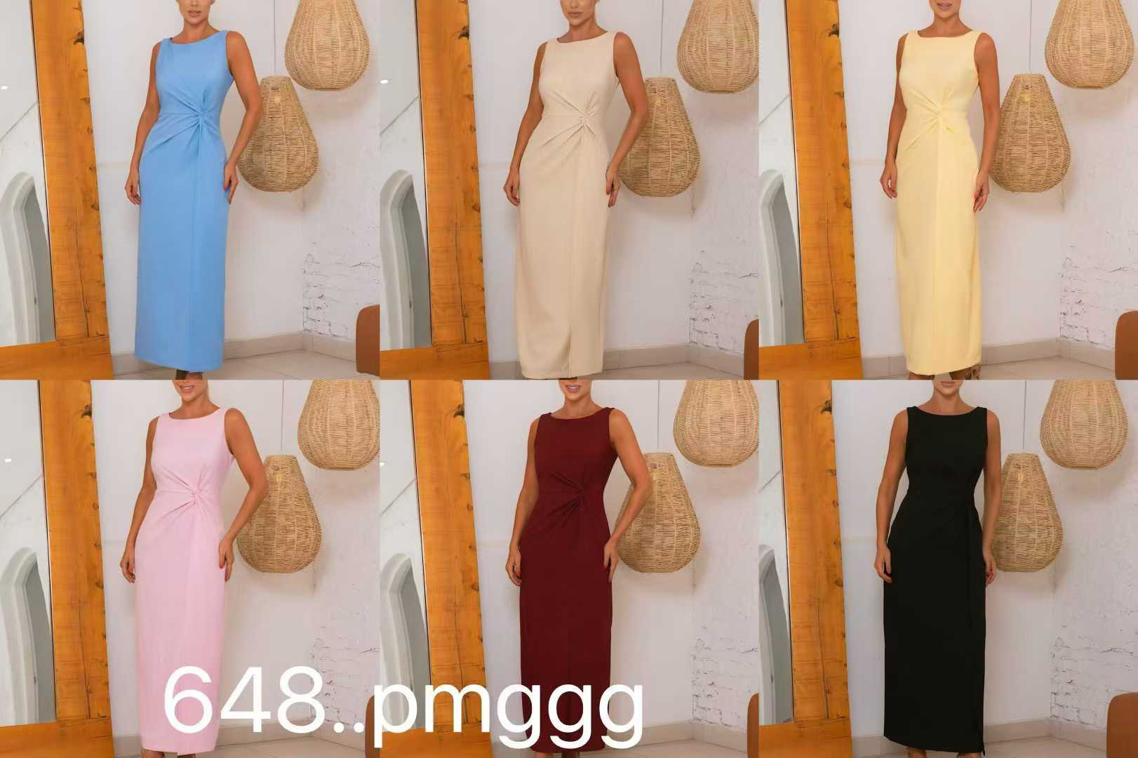 Vestido Longo Twill com Nó P M G GG XY-648 *Pacote: 60 R$ *Atacado: R$ 70