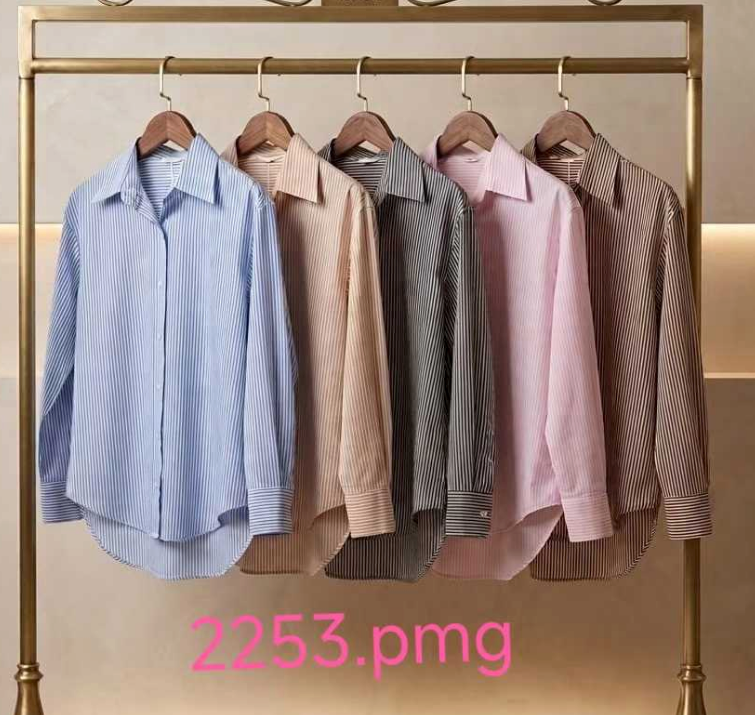 Camisa Crepinho Listrada Manga Longa XY-2253 *Pacote: R$ 45 *Atacado: R$ 50