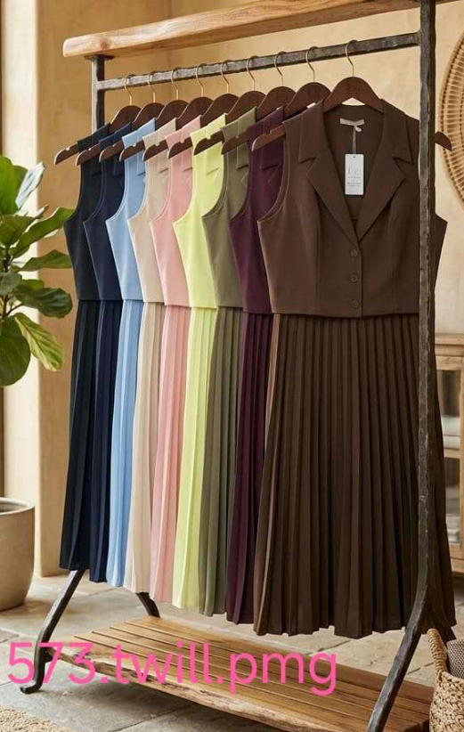 Conjunto Saia Plissada twill Alfaiataria XY-573 *Atacado: R$ 130
