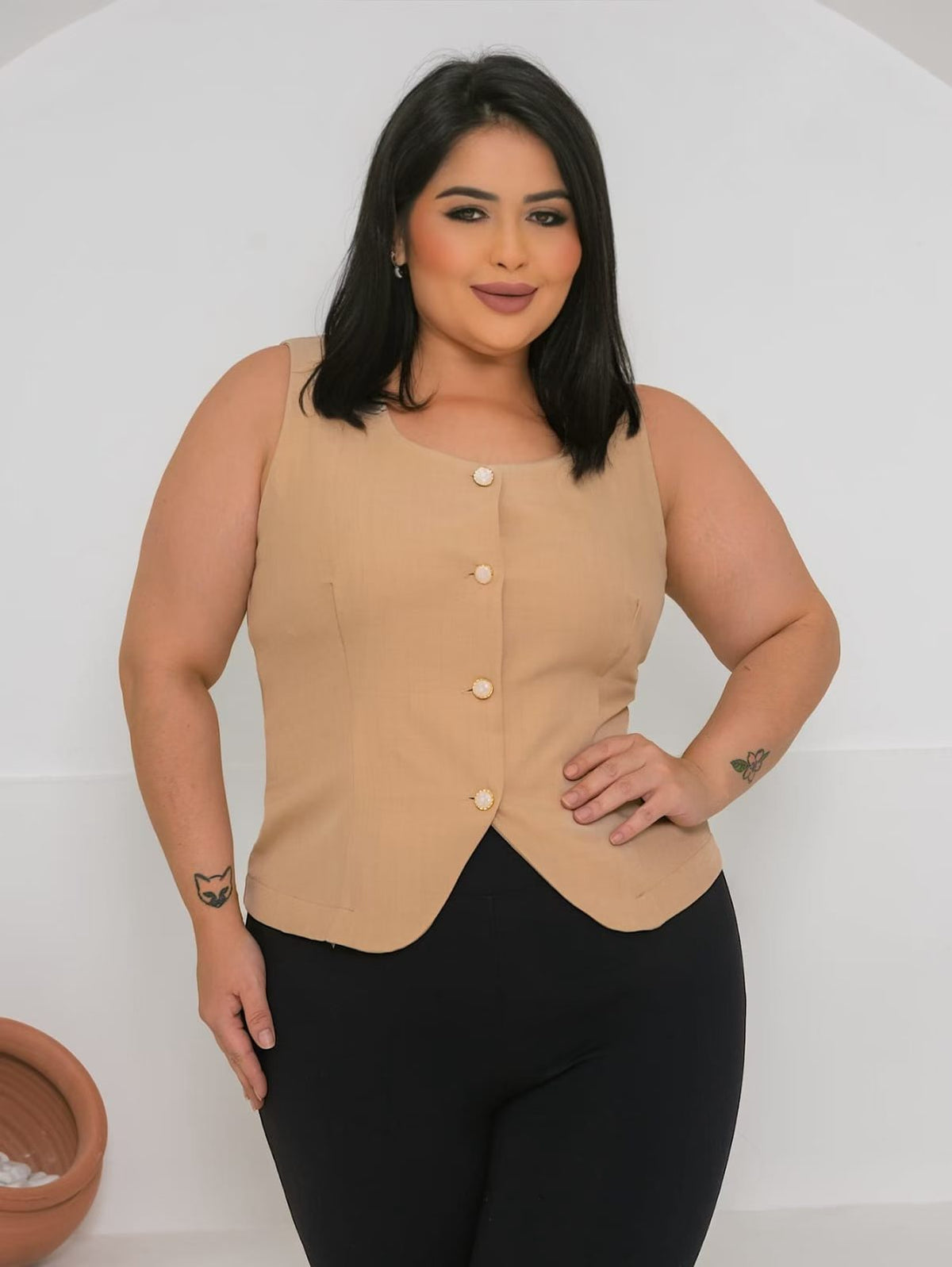 Colete Plusize Twill XY-677 *Pacote: 38 R$ *Atacado: R$ 50