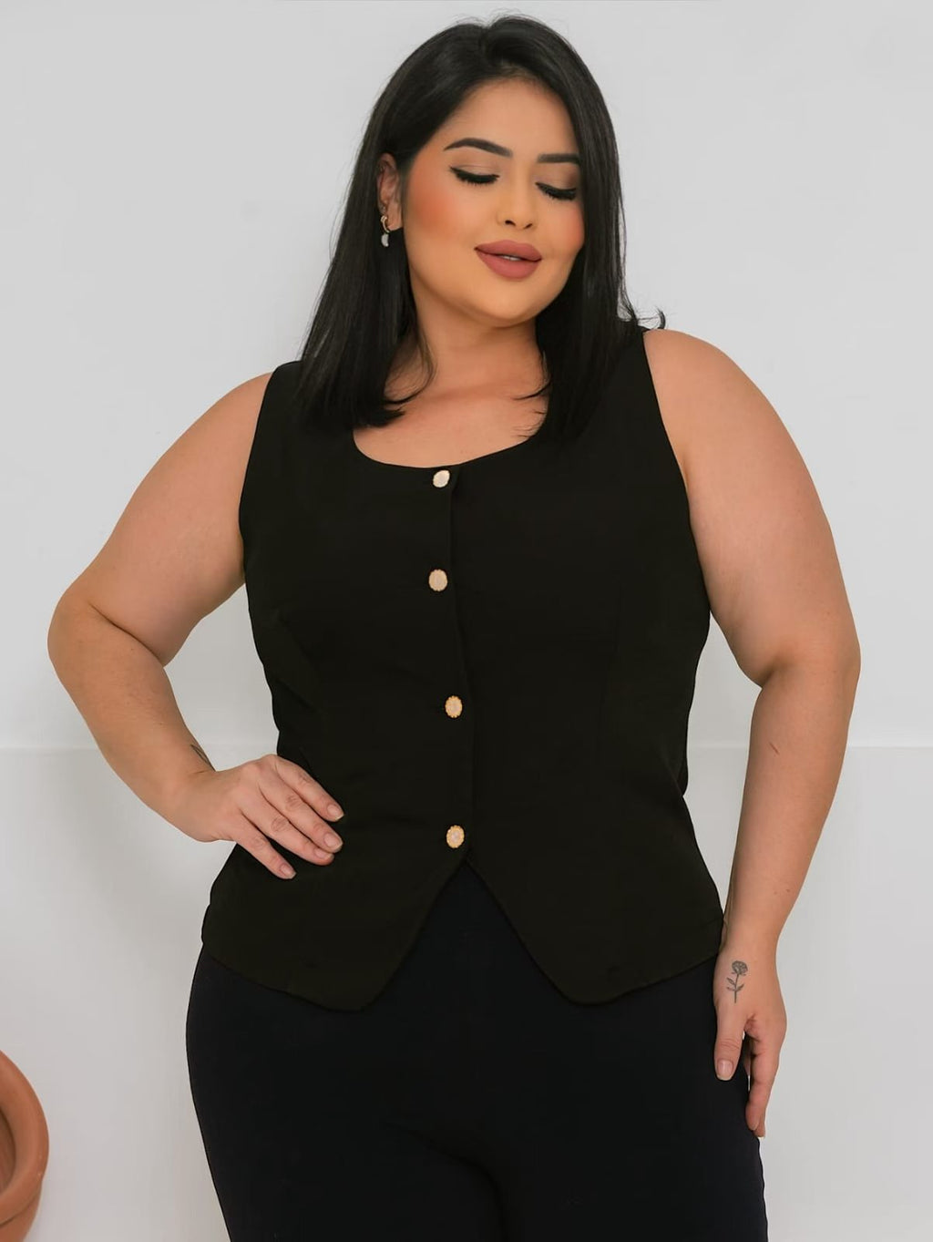 Colete Plusize Twill XY-677 *Pacote: 38 R$ *Atacado: R$ 50