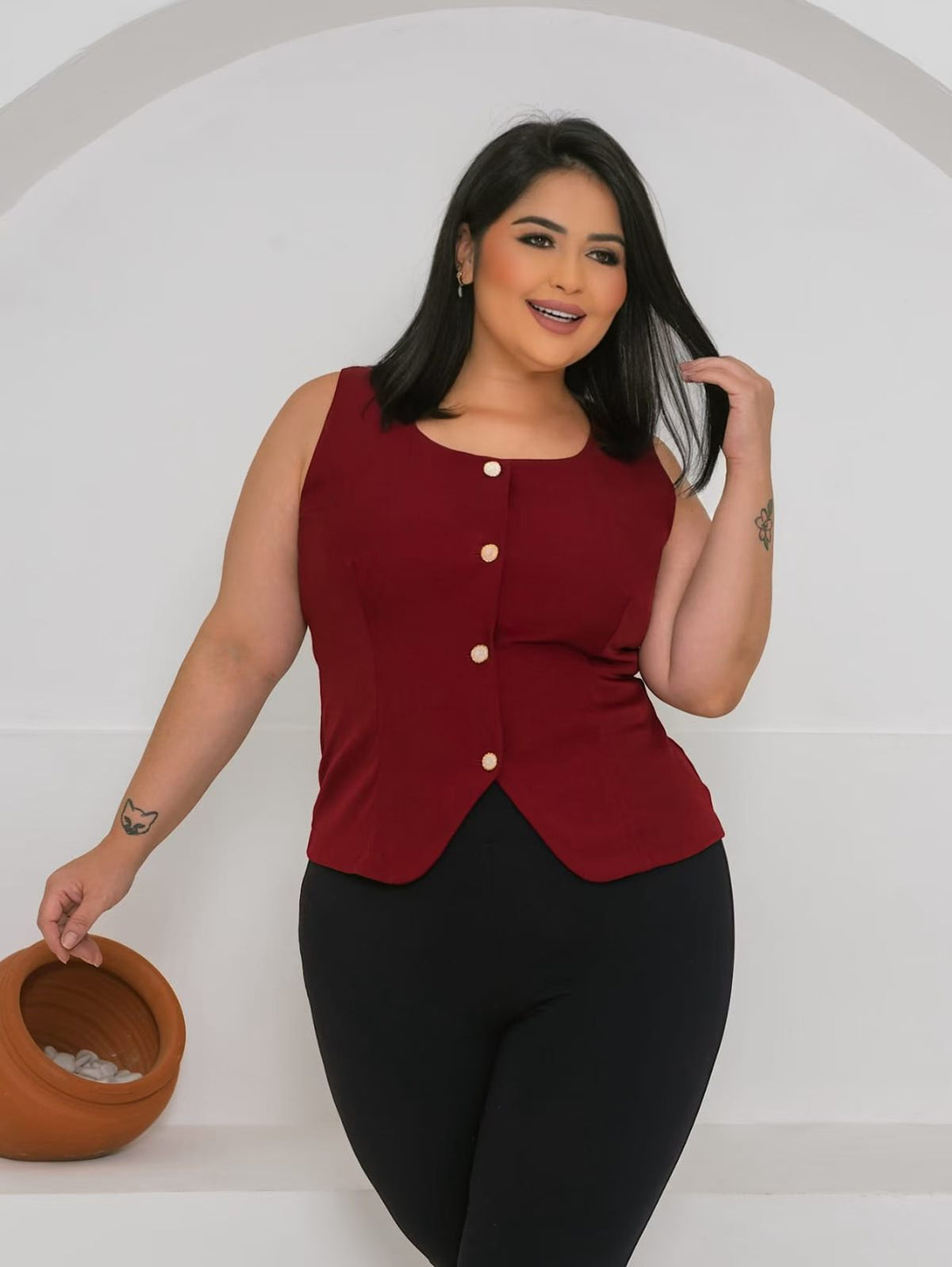 Colete Plusize Twill XY-677 *Pacote: 38 R$ *Atacado: R$ 50