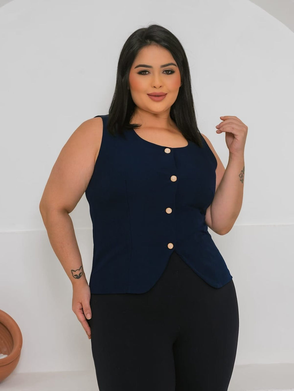Colete Plusize Twill XY-677 *Pacote: 38 R$ *Atacado: R$ 50