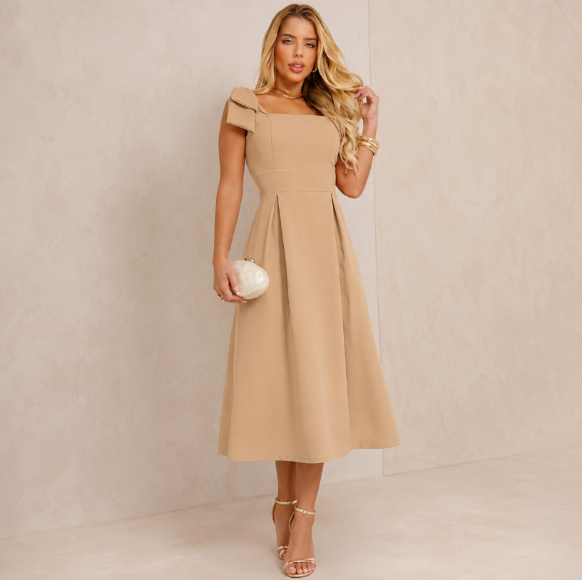 Vestido Laço Linho Luis Twill FF-VES-026-SOF-125 *Pacote: 65 R$ *Atacado: R$ 80